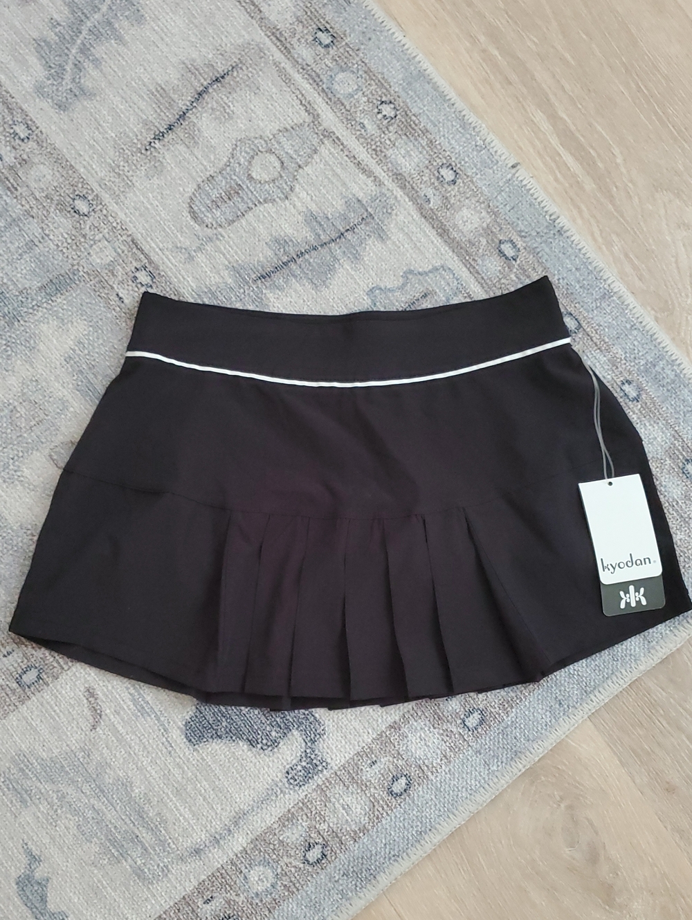 NWT Kyodan Black Women's Pleated Athletic Tennis Skort skirt SzS